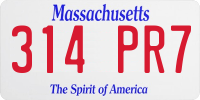 MA license plate 314PR7