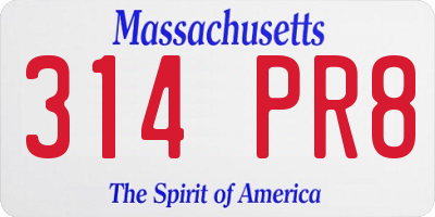 MA license plate 314PR8