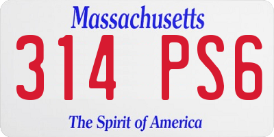 MA license plate 314PS6