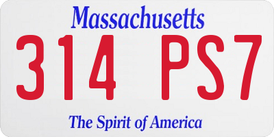 MA license plate 314PS7
