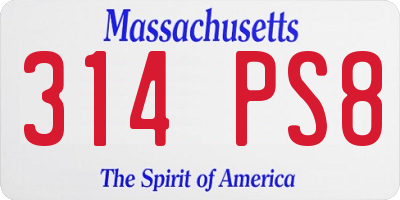 MA license plate 314PS8