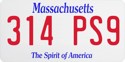 MA license plate 314PS9