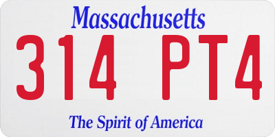 MA license plate 314PT4