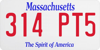 MA license plate 314PT5