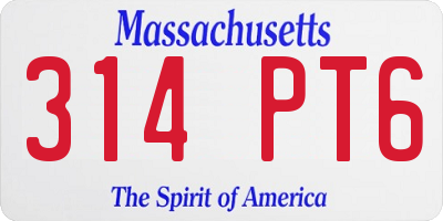 MA license plate 314PT6