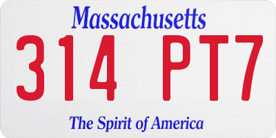 MA license plate 314PT7