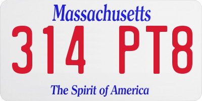 MA license plate 314PT8