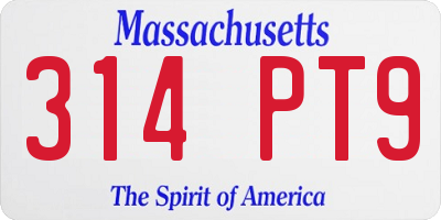 MA license plate 314PT9
