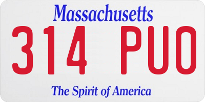 MA license plate 314PU0