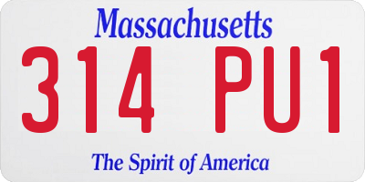 MA license plate 314PU1