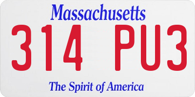 MA license plate 314PU3