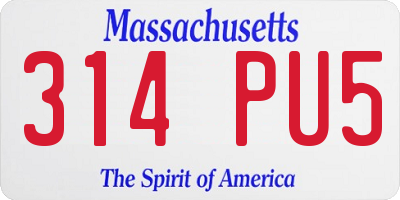 MA license plate 314PU5