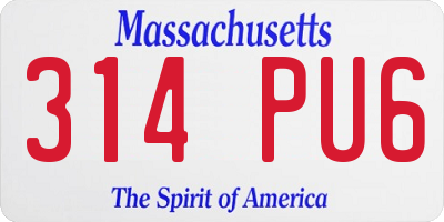 MA license plate 314PU6