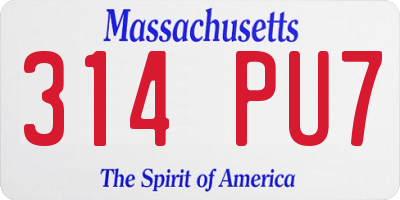 MA license plate 314PU7