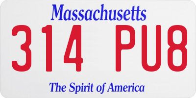 MA license plate 314PU8