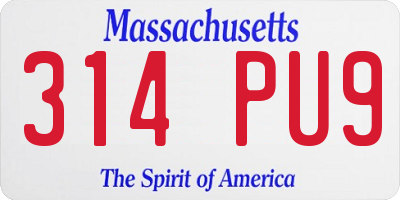 MA license plate 314PU9