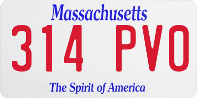 MA license plate 314PV0
