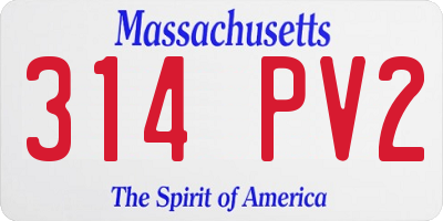 MA license plate 314PV2