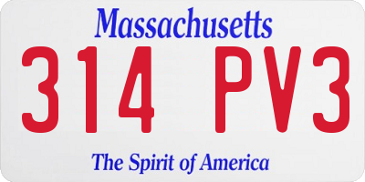 MA license plate 314PV3