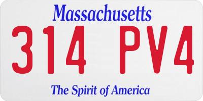 MA license plate 314PV4