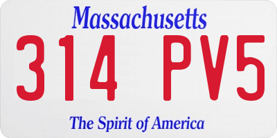 MA license plate 314PV5