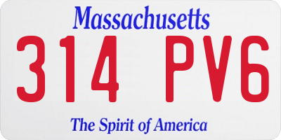 MA license plate 314PV6