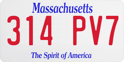 MA license plate 314PV7