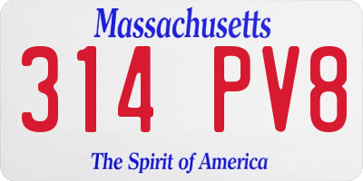 MA license plate 314PV8