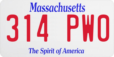 MA license plate 314PW0