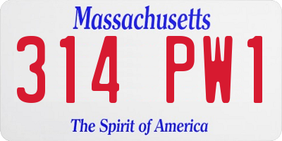 MA license plate 314PW1