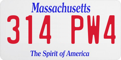 MA license plate 314PW4