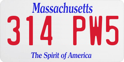 MA license plate 314PW5