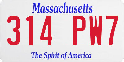 MA license plate 314PW7