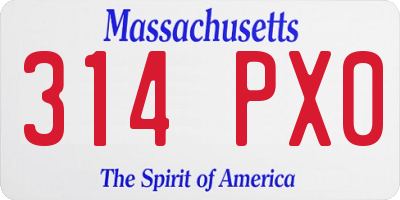 MA license plate 314PX0