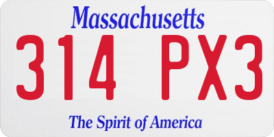 MA license plate 314PX3