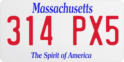 MA license plate 314PX5