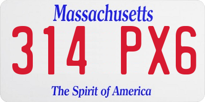 MA license plate 314PX6