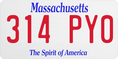 MA license plate 314PY0