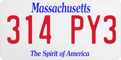 MA license plate 314PY3