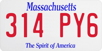 MA license plate 314PY6