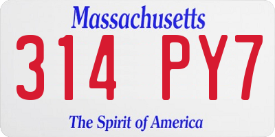 MA license plate 314PY7