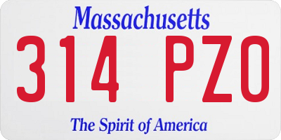MA license plate 314PZ0