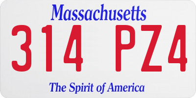 MA license plate 314PZ4