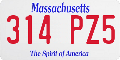 MA license plate 314PZ5