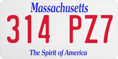 MA license plate 314PZ7