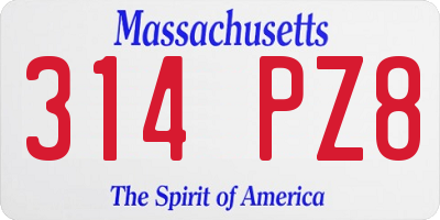 MA license plate 314PZ8