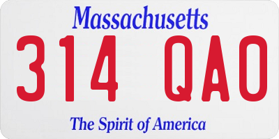 MA license plate 314QA0