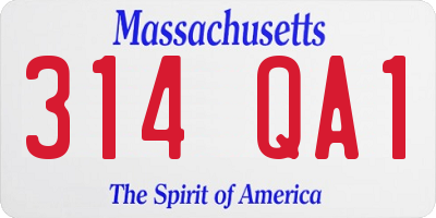 MA license plate 314QA1