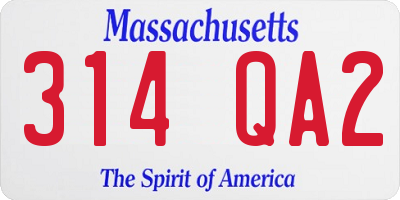 MA license plate 314QA2