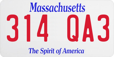 MA license plate 314QA3